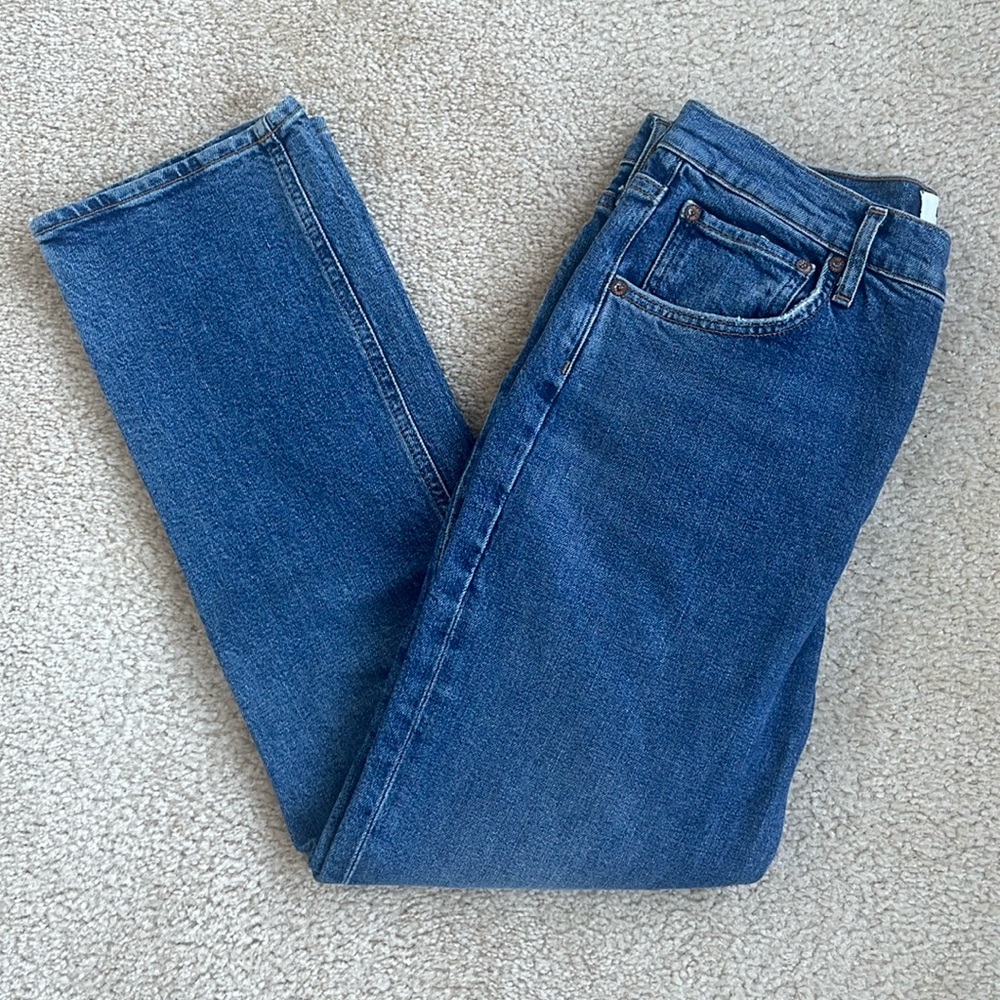 AGOLDE Riley High Waist Denim Crop Jeans in Women's Size 28